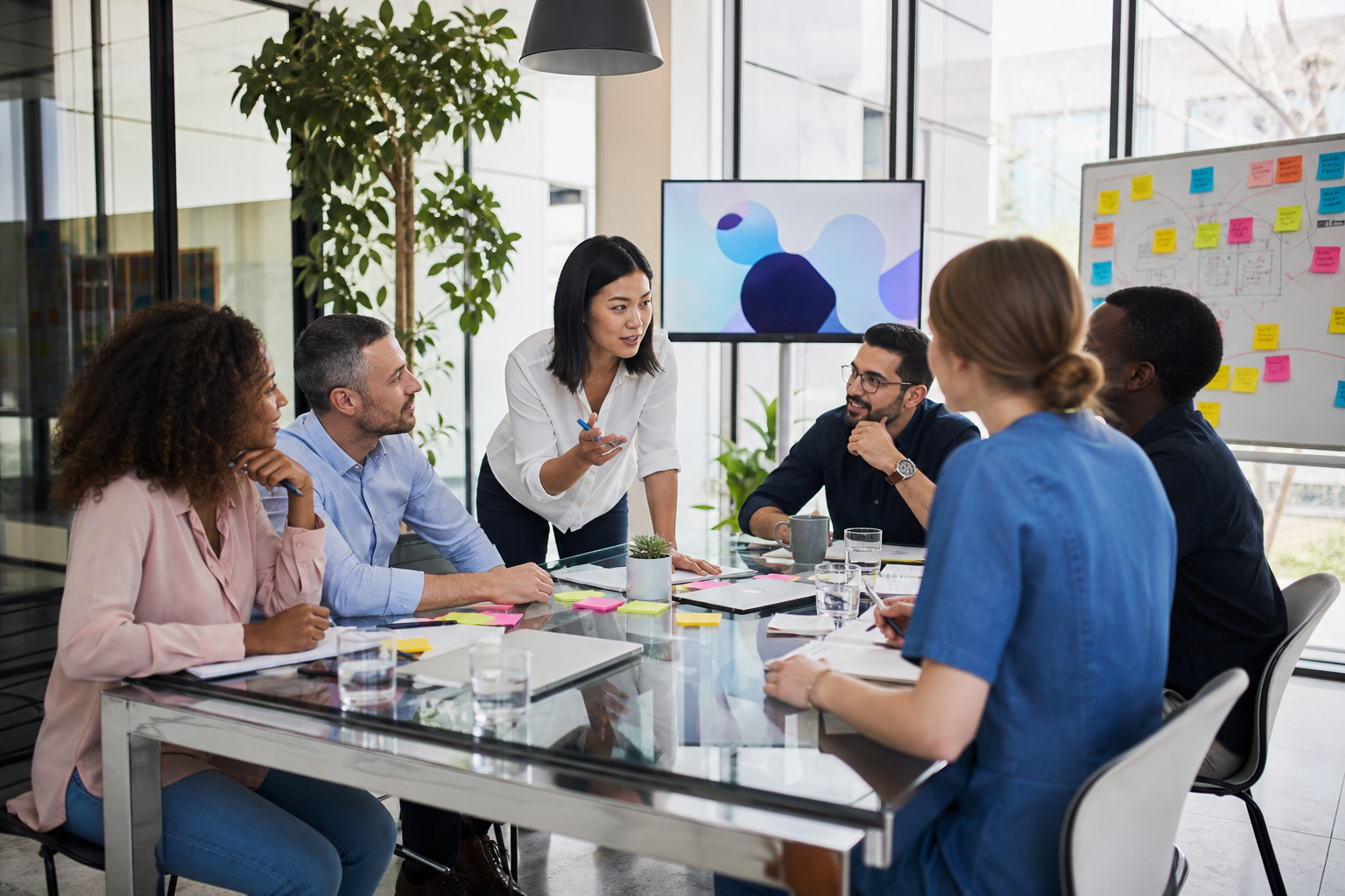 Collaborative Business Meeting in Modern Office Collaborative Business Meeting in Modern Office