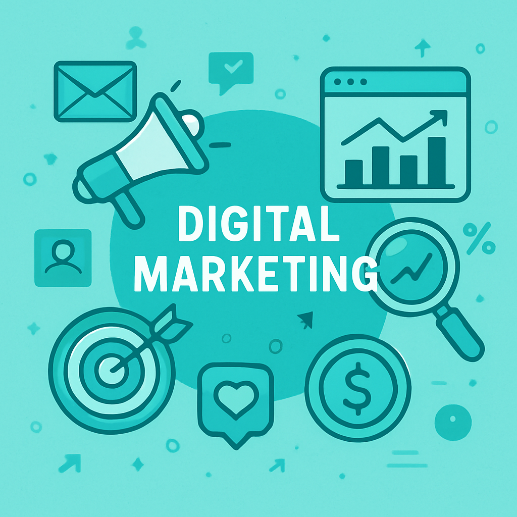 digital marketing inspired picture using aqua as its main color digital marketing inspired picture using aqua as its main color