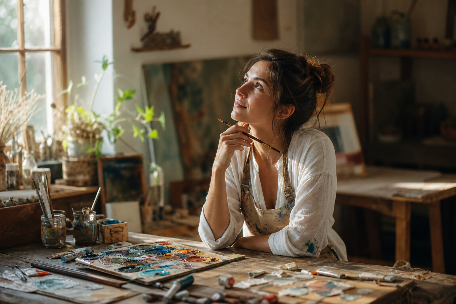 Person Above Table Observing Scene